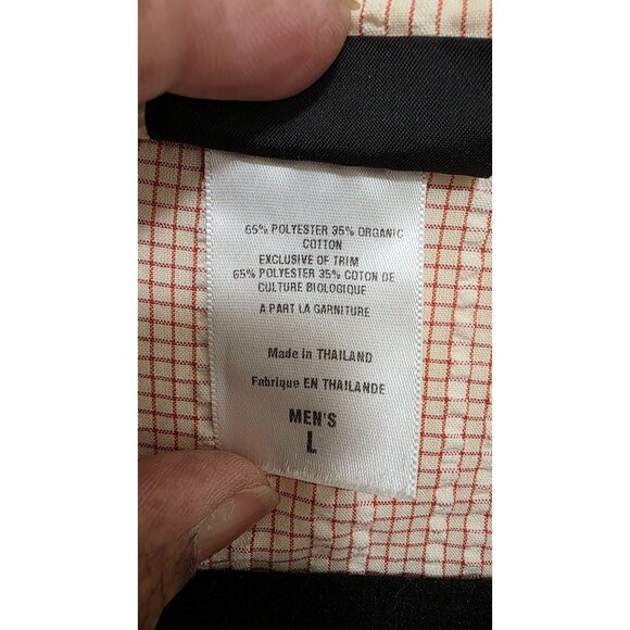 Patagonia Men's L Beige & Red Searsucker Striped Short-Sleeve Button-Up Shirt - Picture 6 of 7